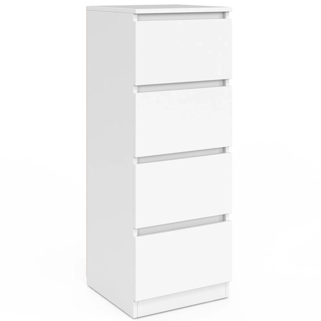 IDMarket - Credenza a 4 cassetti TOMI 30 cm in legno bianco per ingresso bagno
