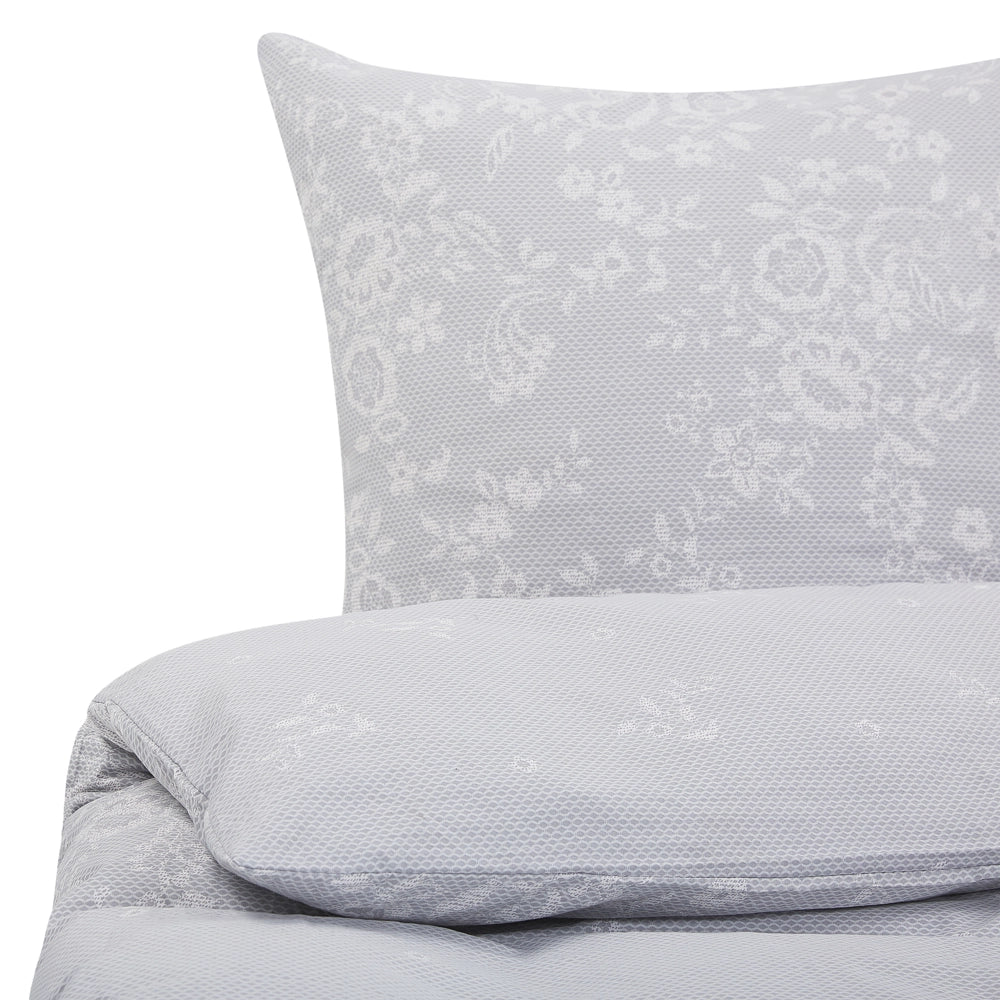 Set di biancheria da letto 200 x 240 cm in cotone motivo floreale grigio e bianco