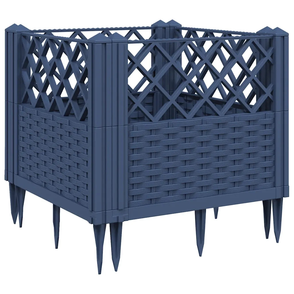 Fioriera | Cassetta per fiori | Vaso Giardino Picchetti Grigio Blu 43,5x43,5x43,5 cm PP