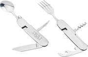 Coltello da campeggio con forma di tasca, con lama forchetta cucchiaio - Accessorio da viaggio - Tasca da spalla