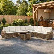 Set Divano da Giardino 10 pz Beige e Bianco Crema polyrattan 3436956