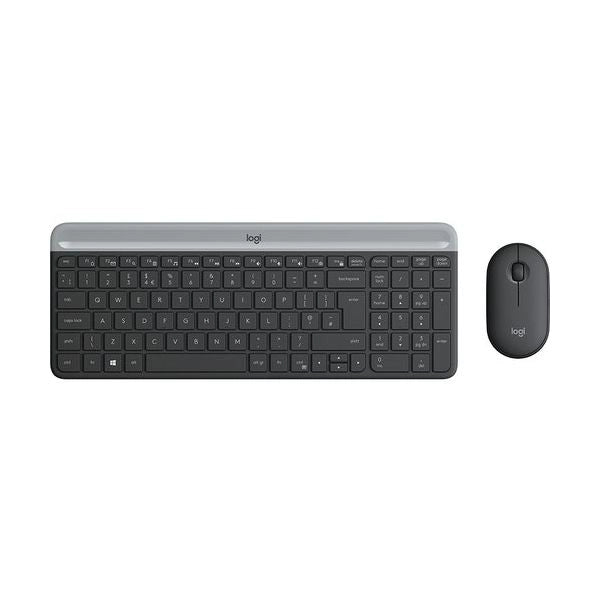 Logitech mk470 kit mouse e tastiera wireless per windows, ricevitore usb 2.4 ghz, ‎sottile, compatto, silenzioso, batteria lunga durata, pc/laptop, layout italiano qwerty, ‎grigio - 920-009196