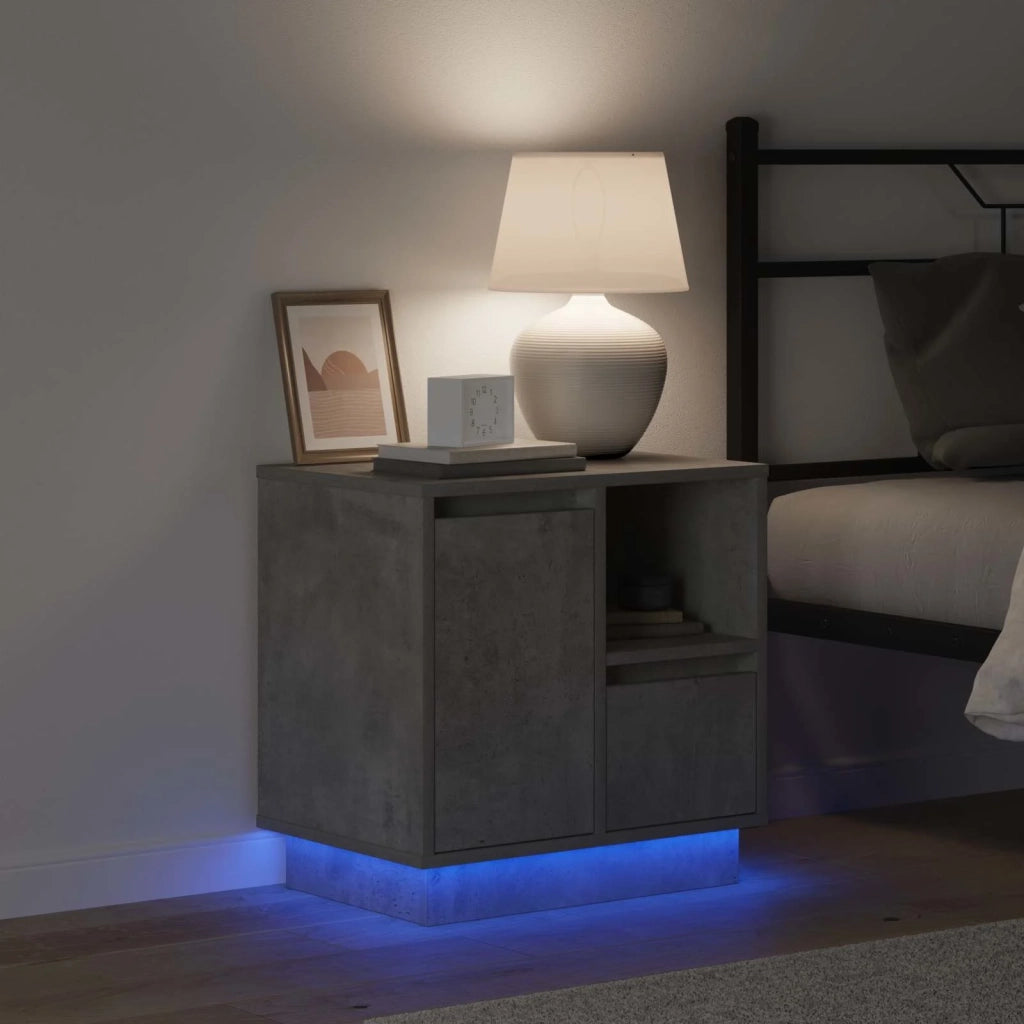 Set di 2 Comodini | Armadio da Notte | Mobiletto da notte Grigio cemento 50 x 34,5 x 50 cm.