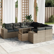 Set Divano da Giardino 9 pz con Cuscini Grigio in Polyrattan 3326771