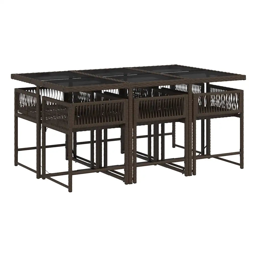 Set da Pranzo da Giardino 7pz con Cuscini in Polyrattan Marrone 3211449