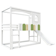 Letto a soppalco 1 posto con scivolo; scala di sicurezza; 90×200 cm; senza materasso; in legno bianco