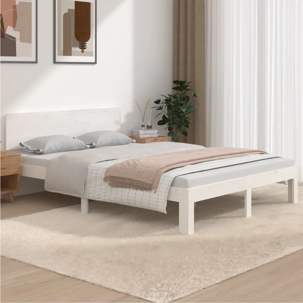 Giroletto-Struttura Letto Bianco in Legno Massello 135x190 cm Double 989349