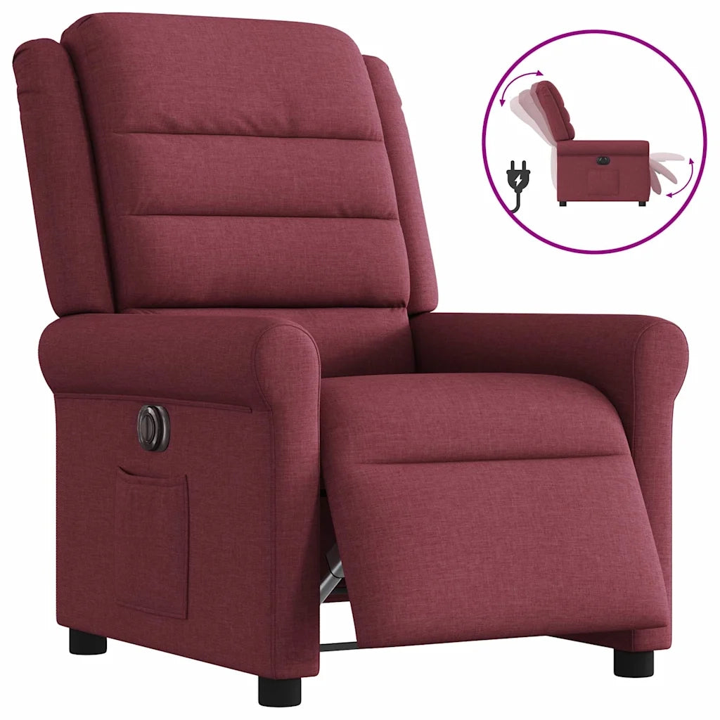 Poltrona Elettrica Reclinabile Rosso Vino in Tessuto 3303297