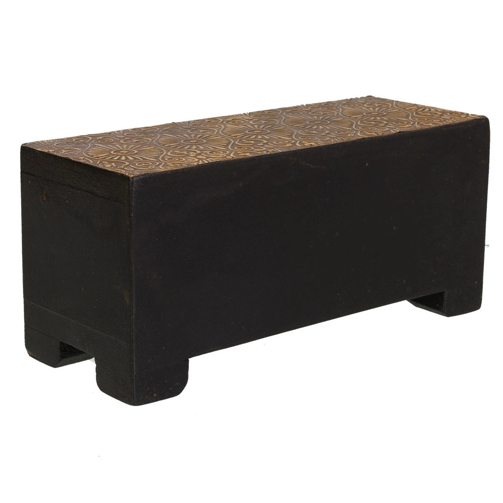 Baule portagioie legno metallo nero 20x8x8,5h cm