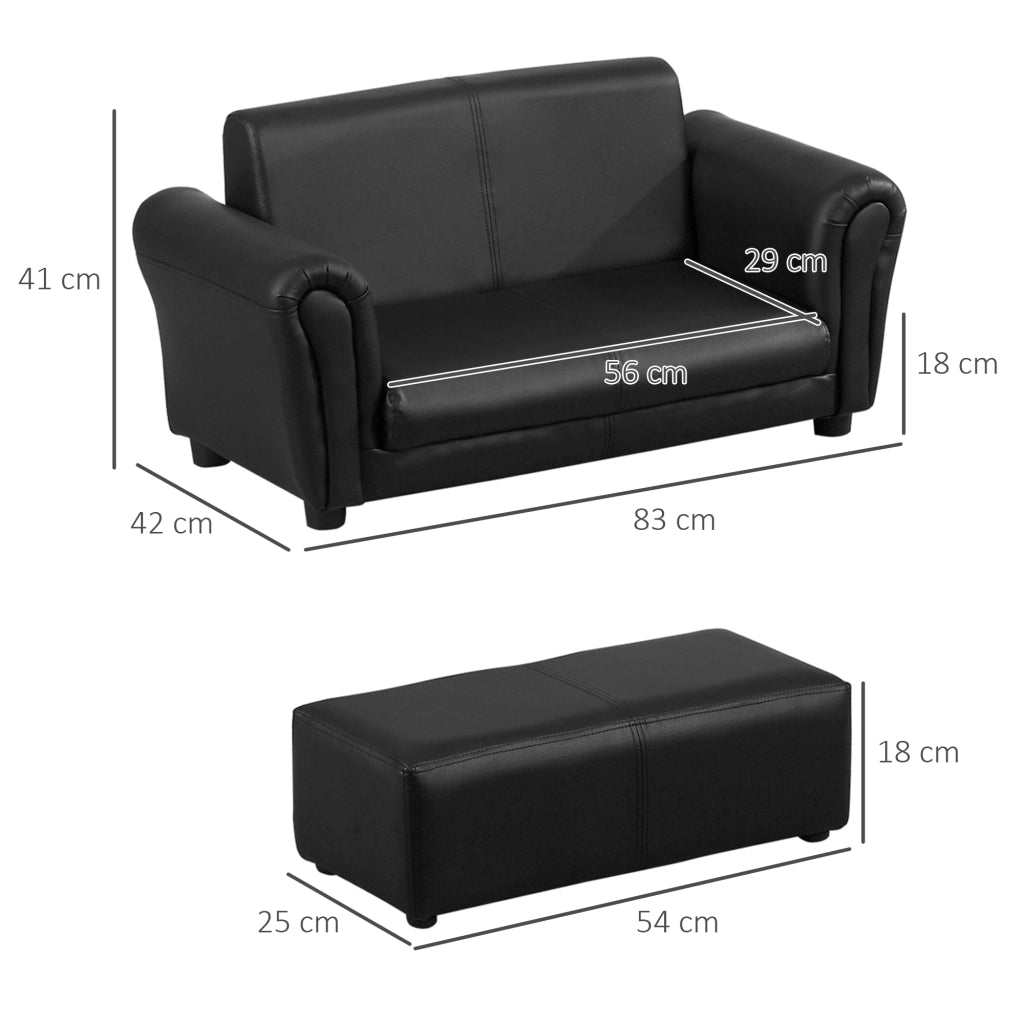 Poltrona per bambini con poggiapiedi ¨C zephmum ¨C Nero, 83x42x41 cm