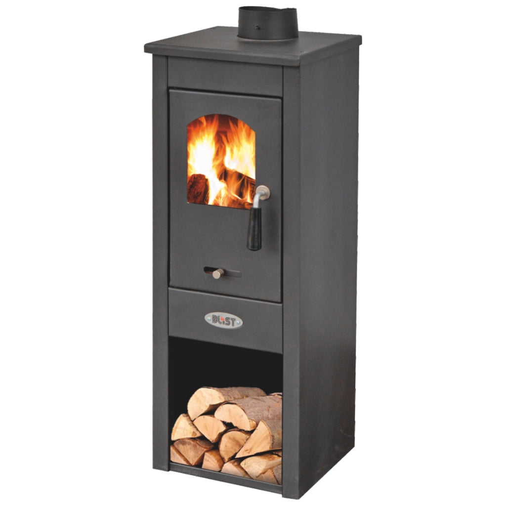 Stufa a legna con vano portalegna blist berna lux s potenza termica 7 kw 100 m3 colore antracite