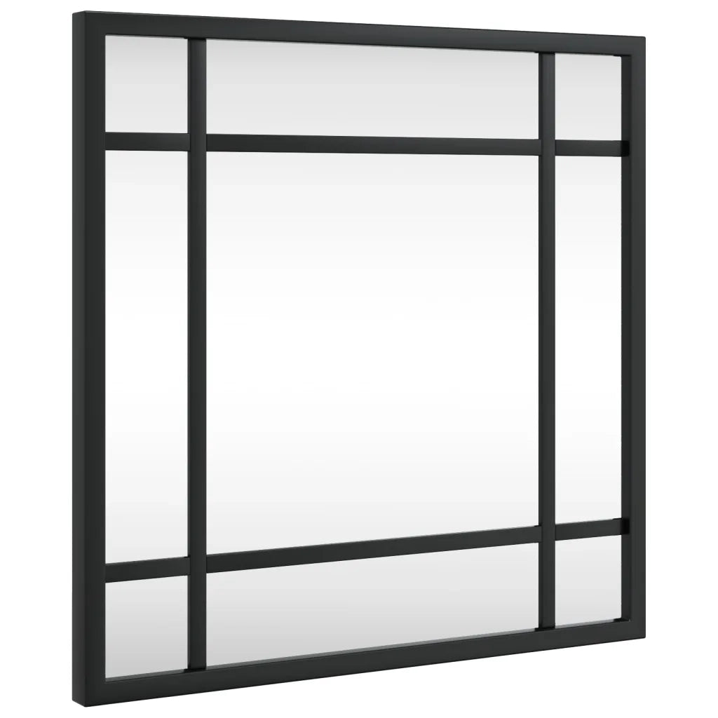 Specchio da Parete-Specchio a Muro-Specchio Decorativo Nero 30x30 cm Quadrato in Ferro