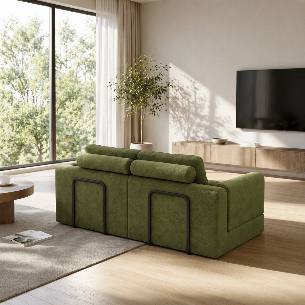 DIVANO LETTO Pieghevole Convertibile in Flanella Verde per Piccoli Spazi