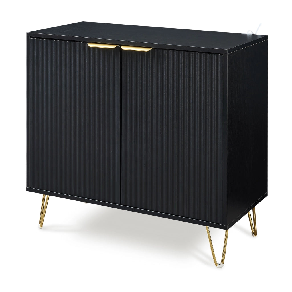 Credenza Multiuso Trondi Mobile Contenitore a 2 Ante 75 x 80 x 40 cm - Nero [en.casa]