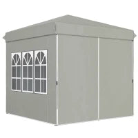 Gazebo da Giardino Pop Up con 2 Finestre e Gambe Regolabili, in Metallo e tessuto Oxford, 248x248x270 cm, Grigio