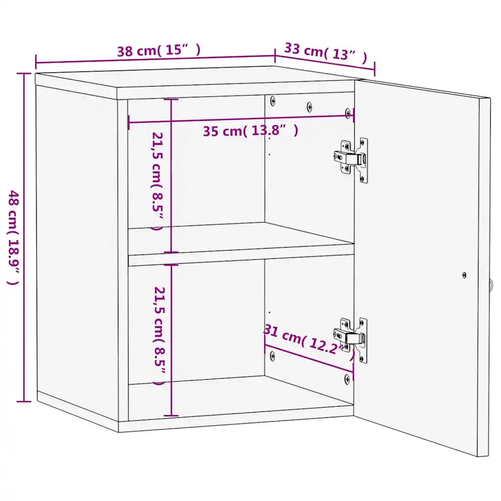 Mobile da Bagno | Armadio da bagno a Parete 38x33x48 cm in Legno Massello di Mango