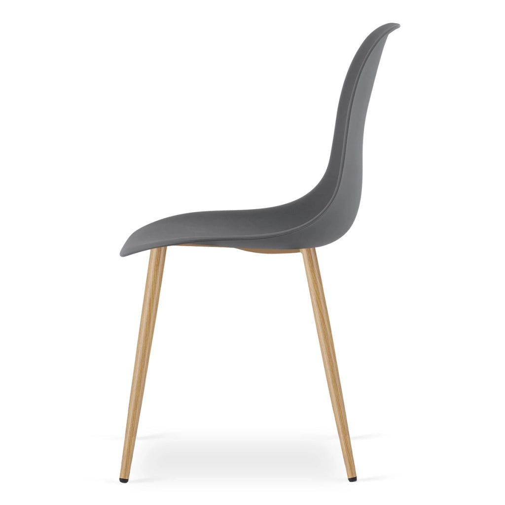 Sedia scandinava WAT grigio scuro con gambe effetto legno