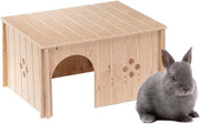 Casetta per coniglio con aperture di ventilazione e tetto piano - casa in legno per conigli - 37 x 27 x 20 cm