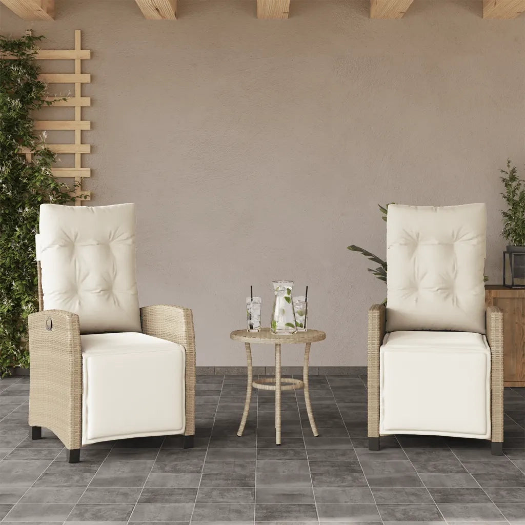 Set da Bistr¨° 3 pz | Set Salotto da Giardino con Cuscini Beige in Polyrattan