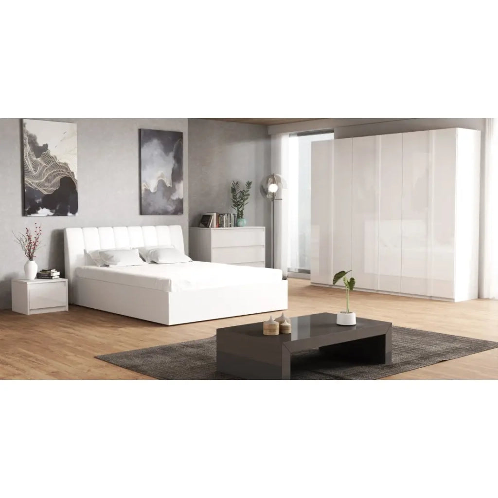 Collezione di letti design VERONA con opzione contenitore 160x200, colore bianco