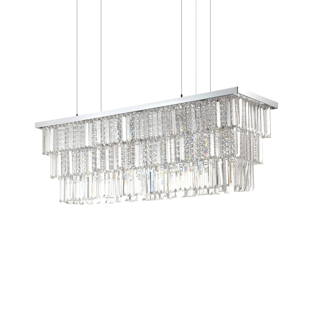 Sospensione Contemporanea Martinez Metallo-Cristallo Cromo 8 Luci E14