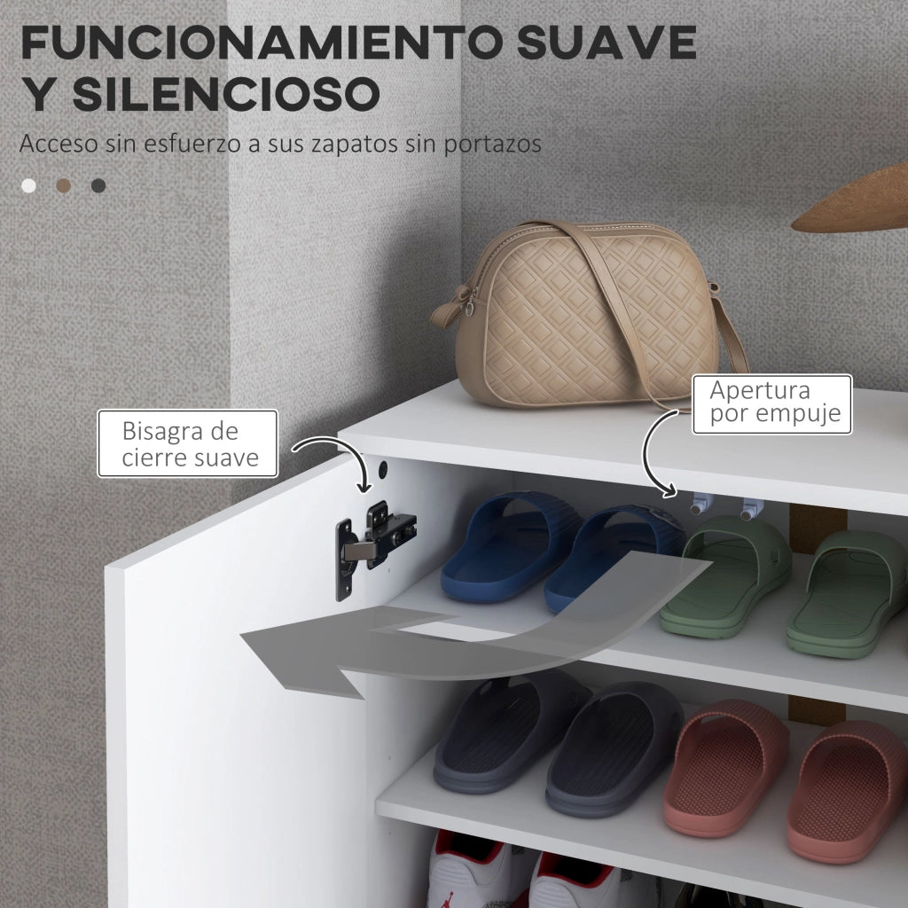 Scarpiera con Specchio e 5 Ripiani Regolabili ¨C zephmum ¨C 60x32x95 cm Bianco