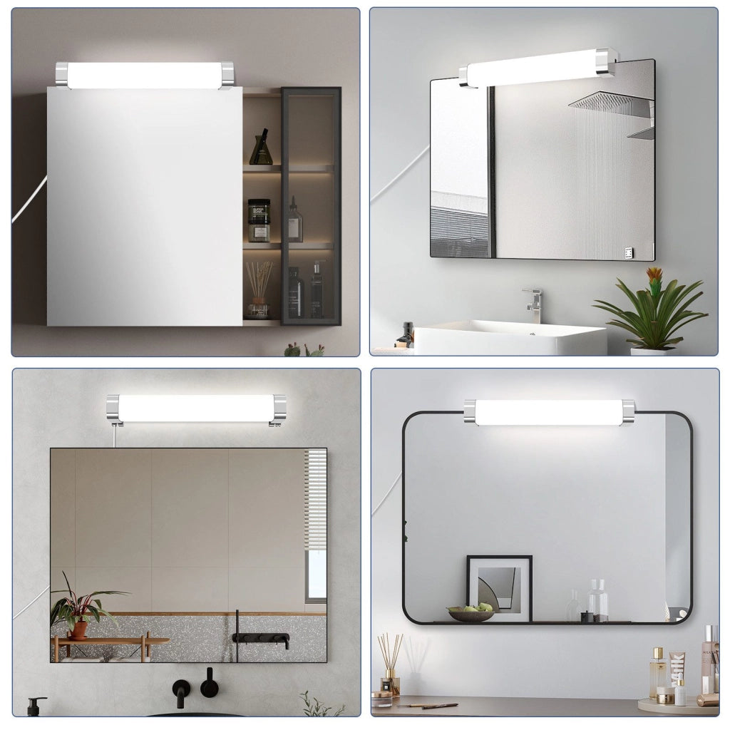 ZMH Lampada da bagno a LED con spina 37CM cromata Lampada da bagno camera da letto IP44