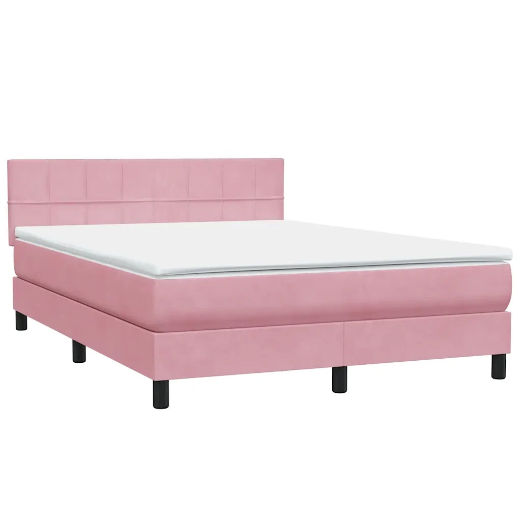 Letto a Molle con Materasso e LED Rosa 160x210 cm in Velluto 3316892