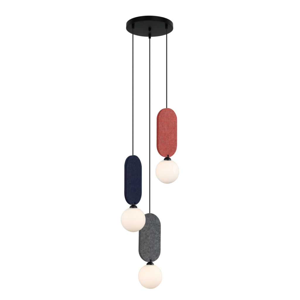 Lampadario Italux Lorenzo feltro multicolor 3xG9 Ø30