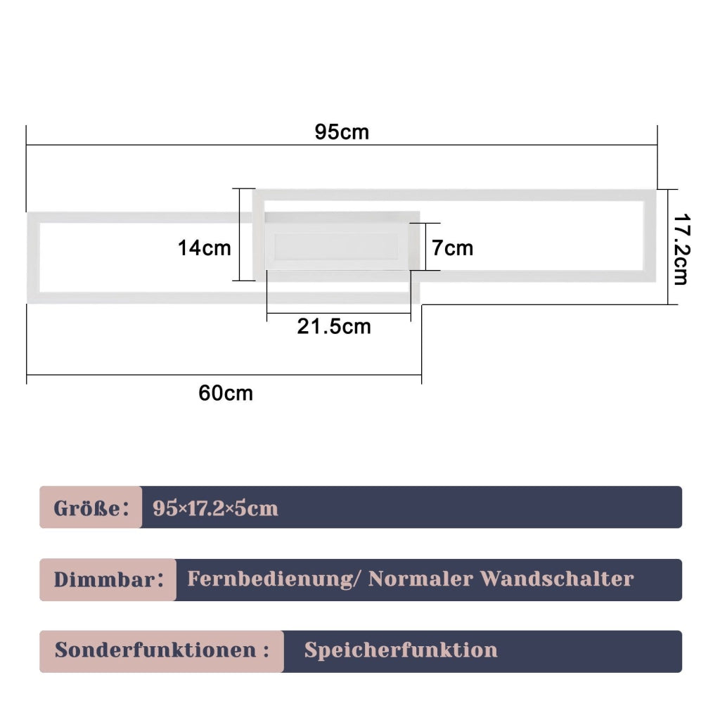 ZMH Lampada da soffitto plafoniera LED moderna 50W dimmerabile telecomando