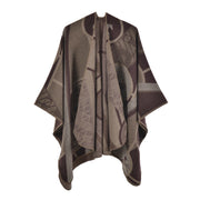 Mantella da donna in cashmere spesso con spacco