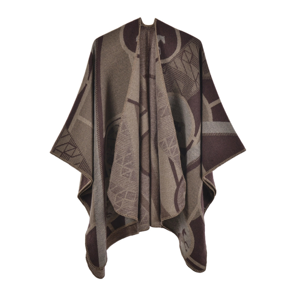 Mantella da donna in cashmere spesso con spacco
