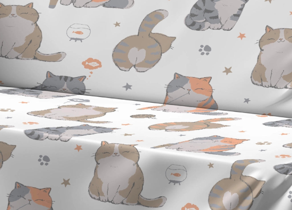 Telo Arredo Granfoulard Copritutto Salvadivano 100% Cotone Dis. Gatti 25 GI - Matrimoniale - Gatti 25