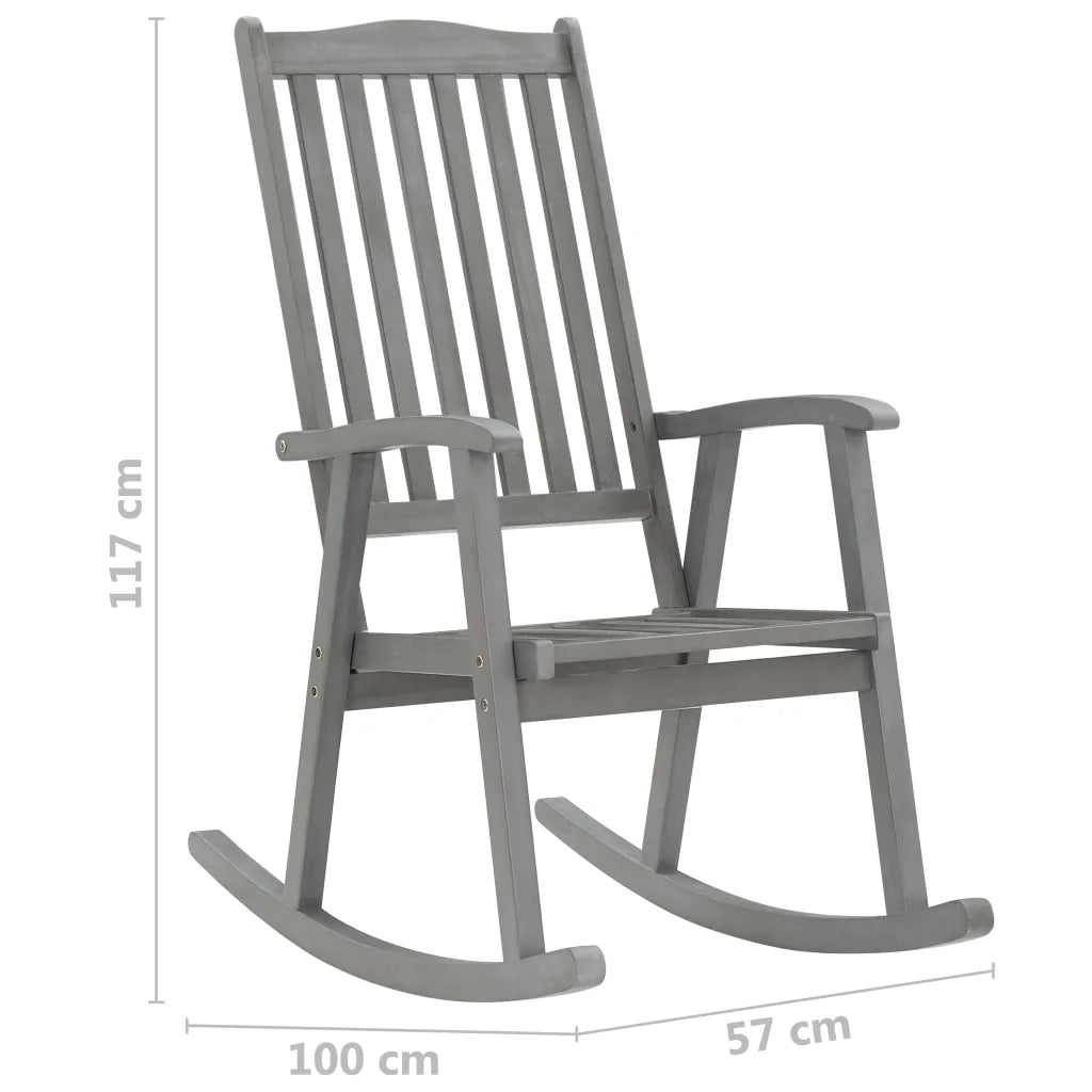 Sedia a Dondolo con Cuscini Grigia in Legno Massello di Acacia cod mxl 44209