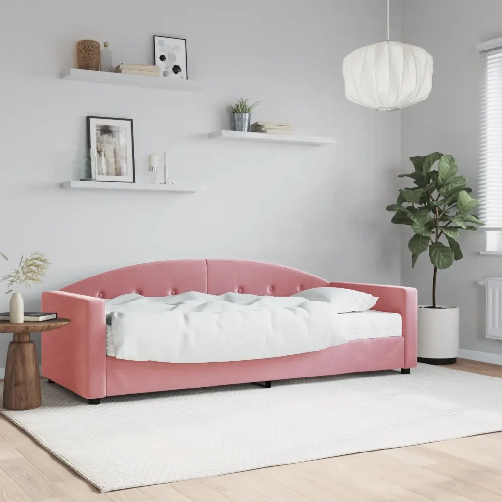 Divano Letto con Materasso-Sofa Letto-Daybed Rosa 80x200 cm in Velluto 988069
