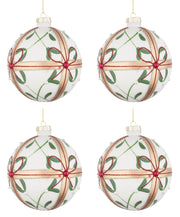 Palline di Natale in Vetro Bianche Fiocco Eleganti Addobbi Albero Decorazioni Diametro: 100 mm