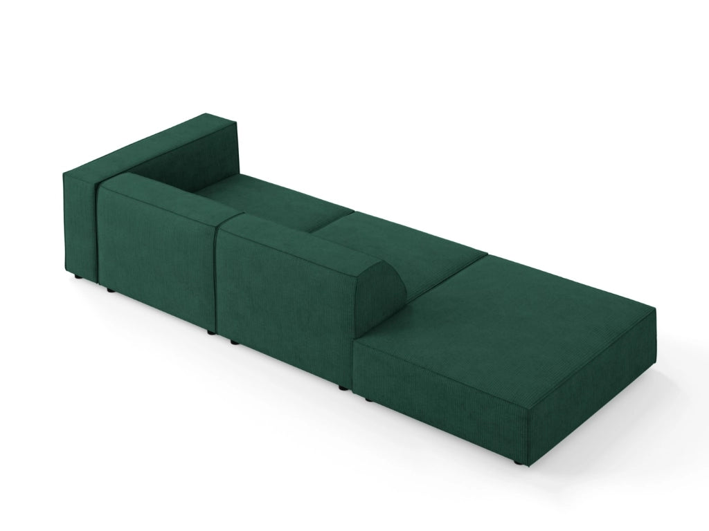 Cosmopolitan Design - Divano sinistro "Arendal" 4 posti in ciniglia con effetto a coste verde bottiglia 