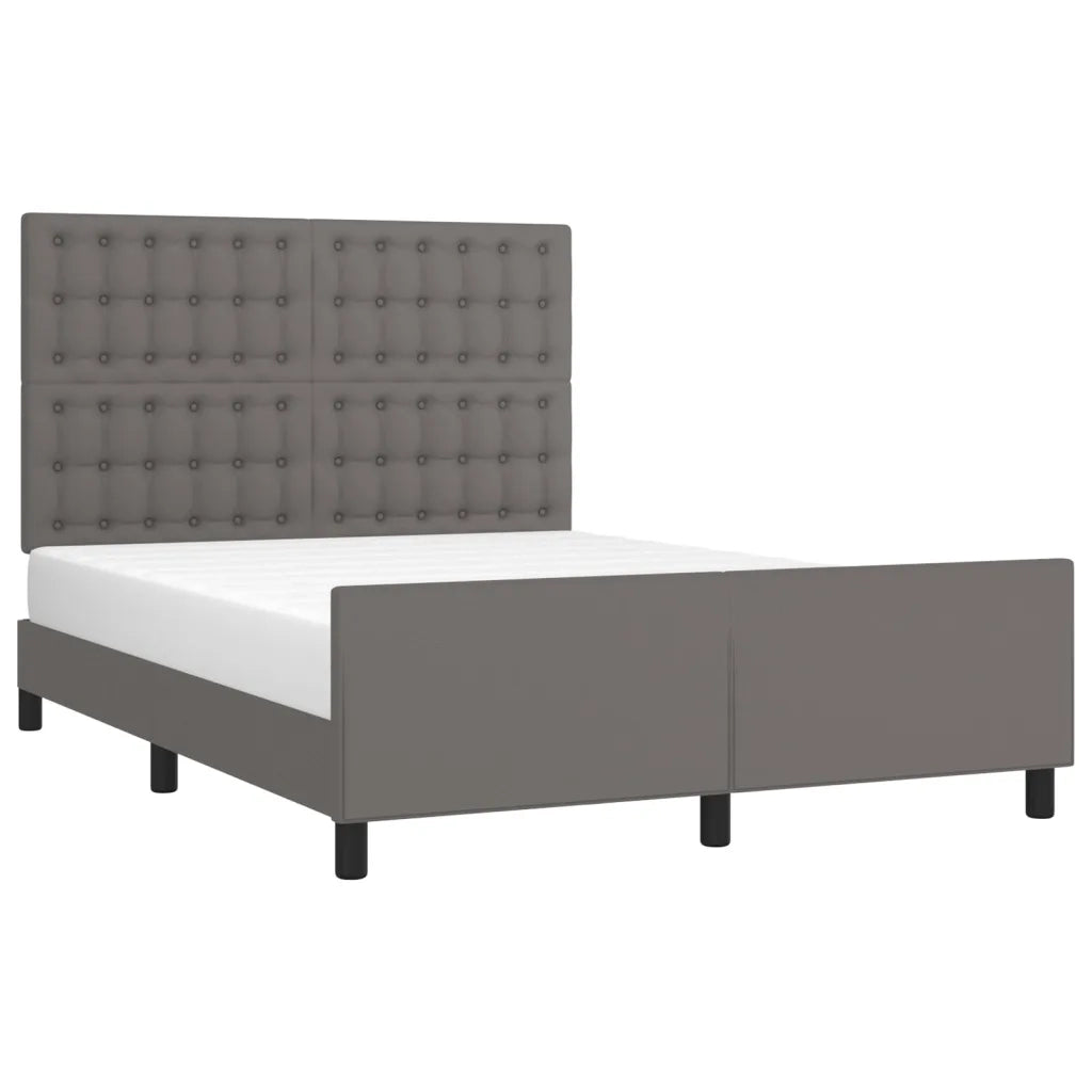 Giroletto con Testiera-Struttura Letto con testiera Grigio 140x200 cm in Similpelle 485641
