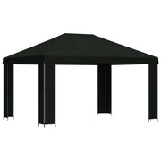 Gazebo | Pergolato 4 ¡Á 3 m Nero Poliestere e Acciaio 190 gsm