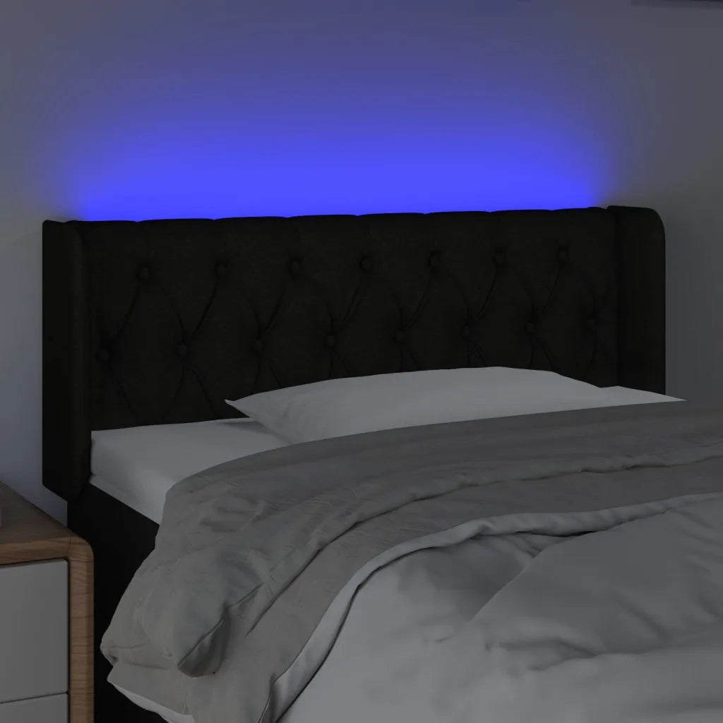 Testiera a LED Nera 103x16x78/88 cm in Tessuto 3123564