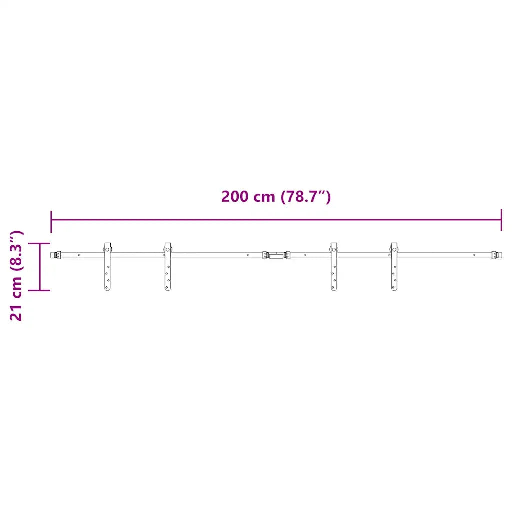 vidaXL Kit Anta Scorrevole per Armadio 200 cm in Acciaio al Carbonio