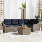 Set Divano da Giardino 6 pcs Grigio e Blu Navy polyrattan