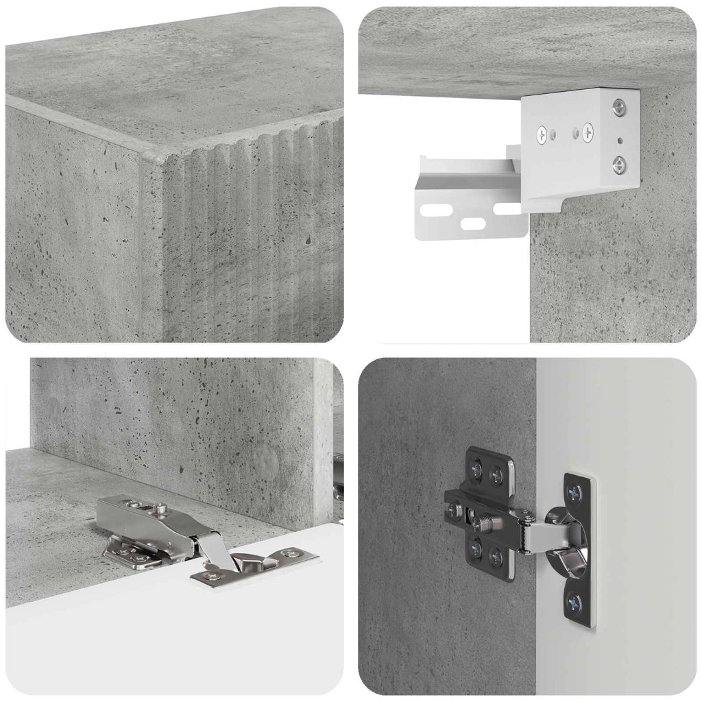 Mobile TV moderno modulare da parete 98 x 31 x 29,5 cm capiente stile contemporaneo finitura cemento grigio 02_0056202
