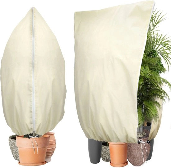 Copertura invernale per piante, 2 pezzi XL 180 * 120CM copertura invernale per piante in vaso 80g/m² copertura invernale per piante con cerniera e cordino di tiraggio, protezione contro il gel per piante