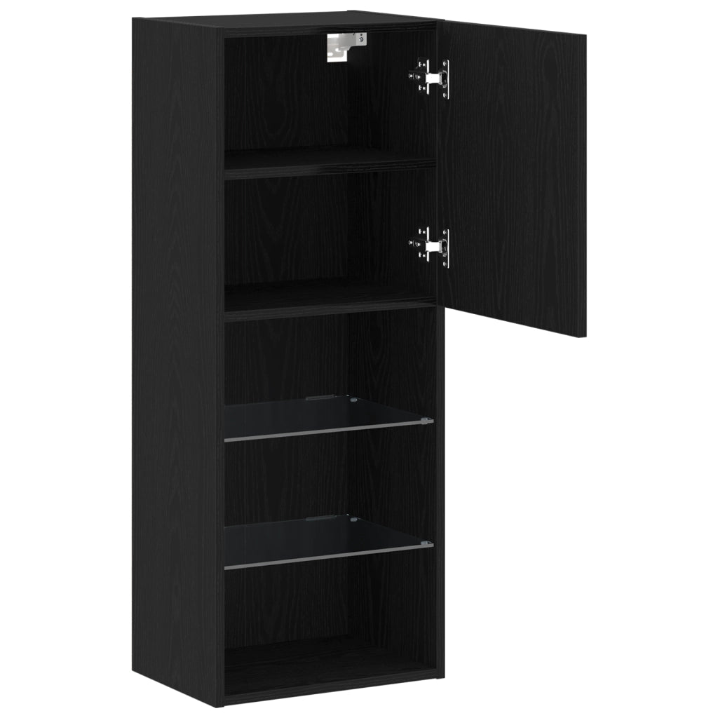 mobile TV  con luci LED rovere nero 40,5x30x102 cm
