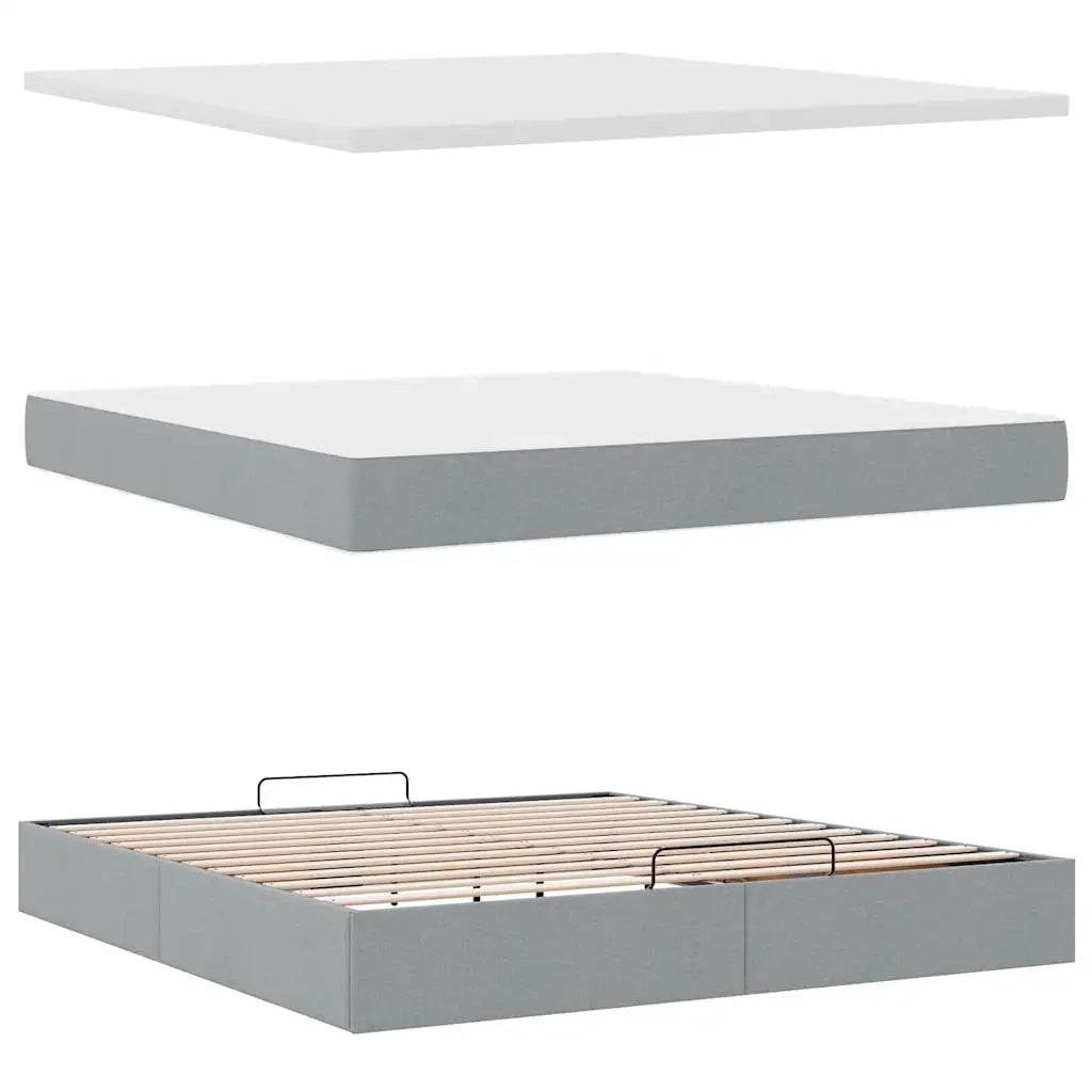 Pouf Letto con Materasso Grigio Chiaro 160x200 cm in Tessuto 3311470
