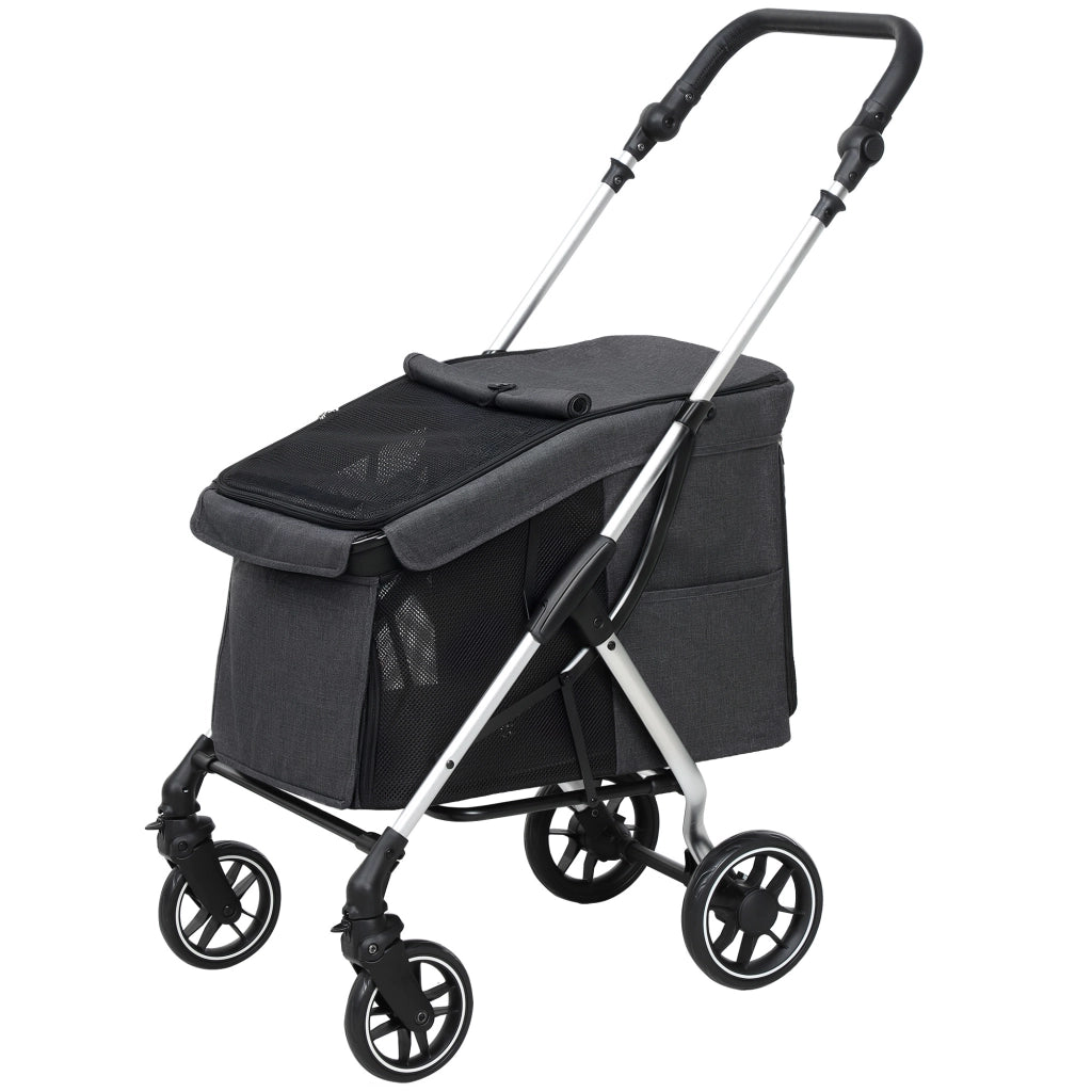Carrello per cani ¨C zephmum ¨C 4 ruote pieghevole cuscino lavabile grigio