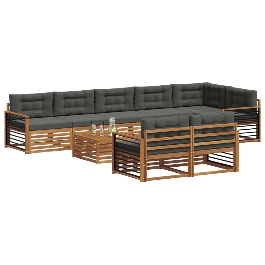 Set di divani da esterno con cuscino 9 pcs Naturale e Antracite 3373712