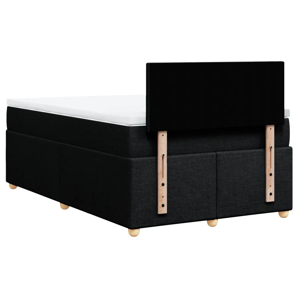 Giroletto a Molle con Materasso Nero 120x200 cm in Tessuto