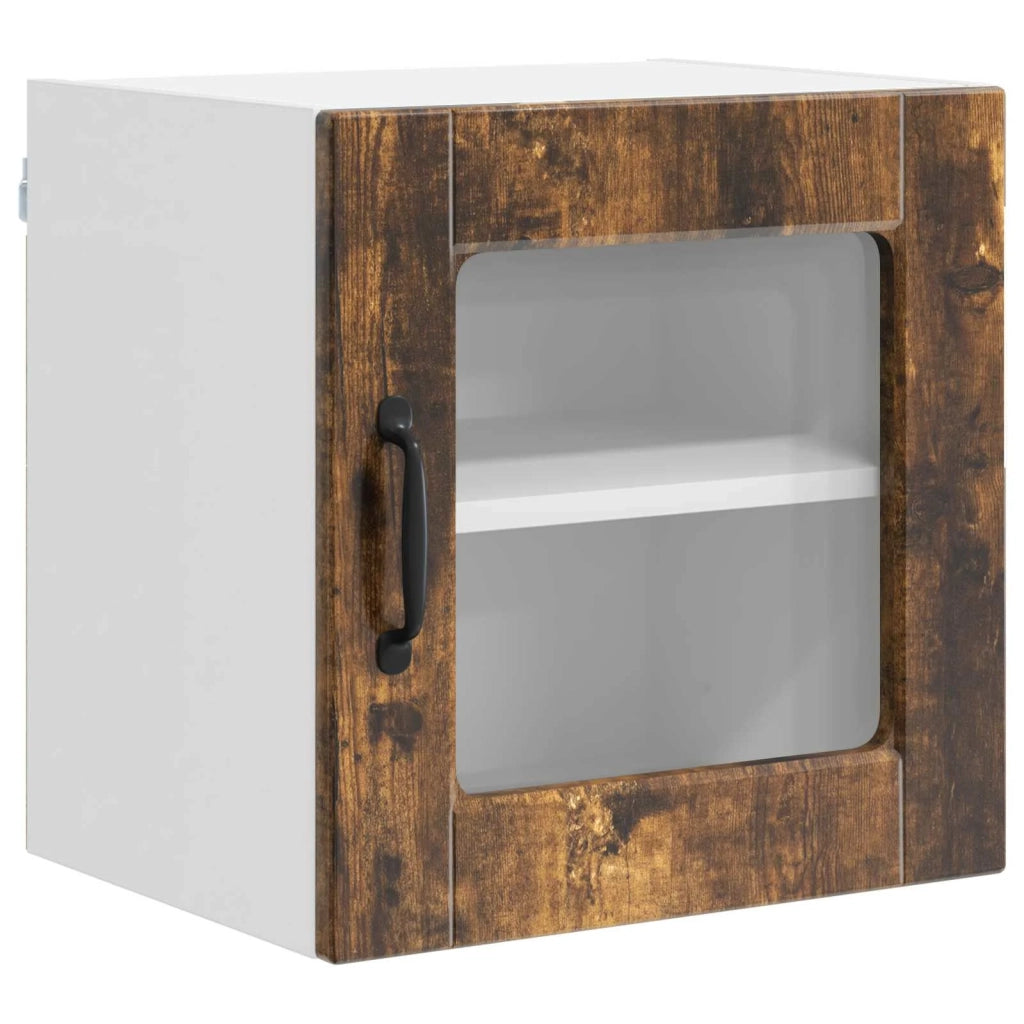 Pensile da cucina | Mobile in vetro da parete PORTO 2 pz Rovere fum¨¦